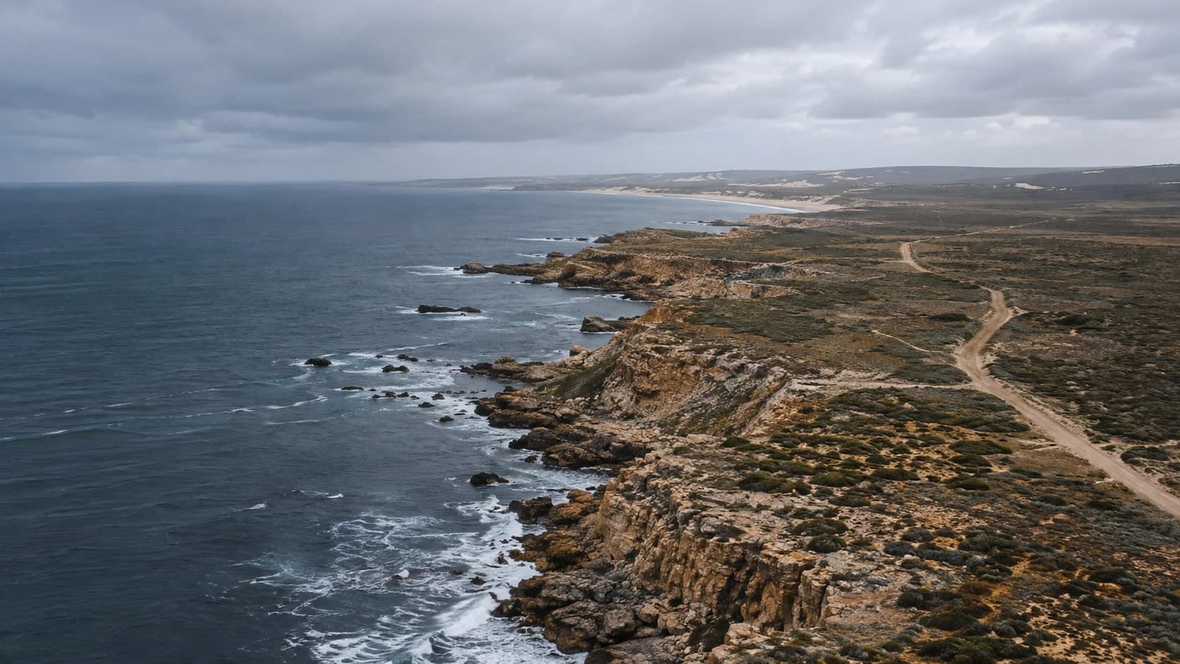 Illustrative undeveloped coastal land and access road
