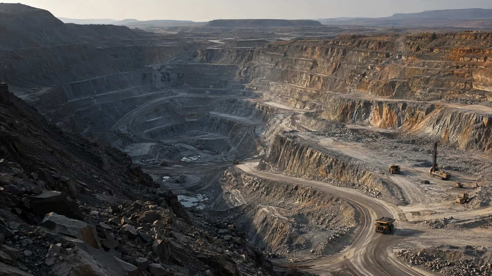 Illustrative working open-pit mineral mine